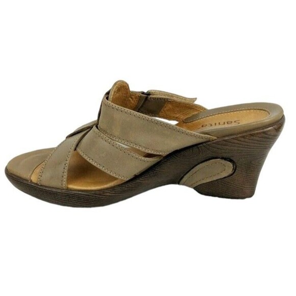 Sanita Wedge Slide Sandals  Women's Size EUR 41 / US 10.5  Heels Taupe Leather - Picture 6 of 9